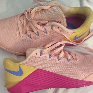Nike Pink and Yellow Athletic Shoes with Breathable Mesh